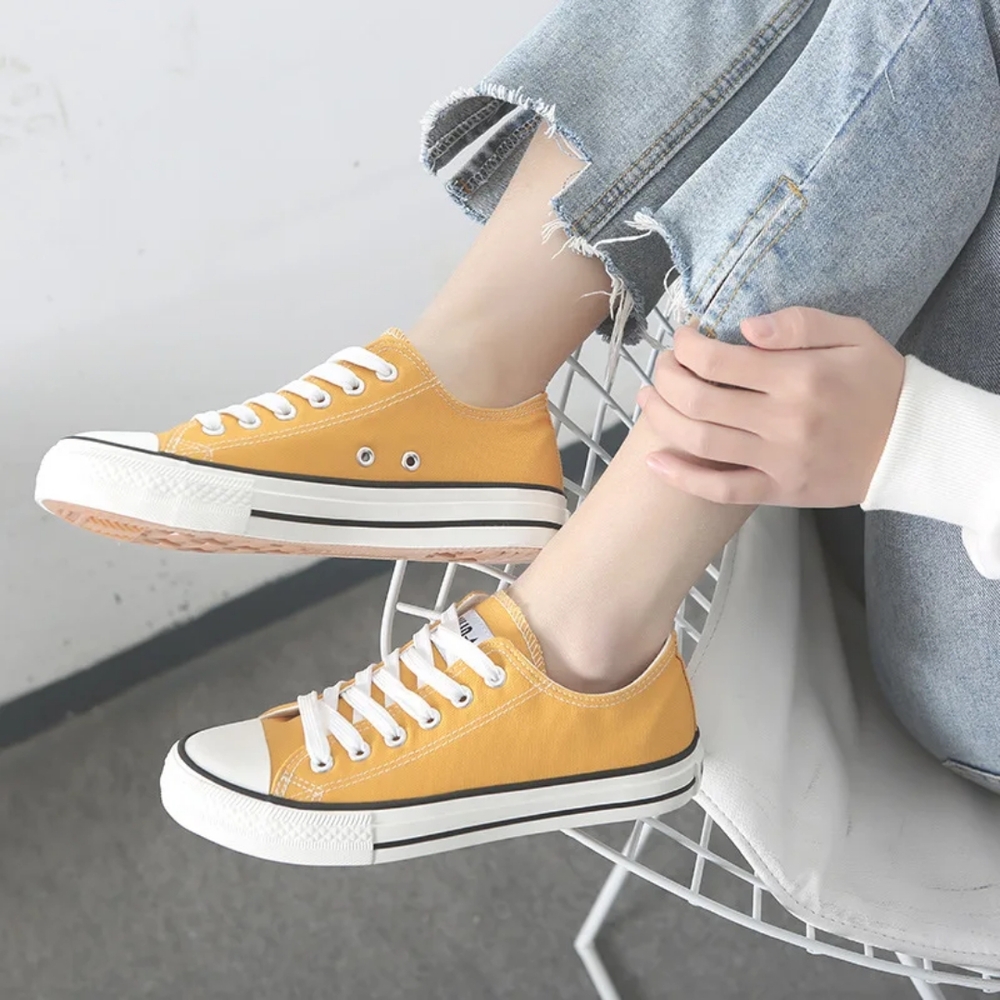 Casual Yellow Canvas Sneakers for Women